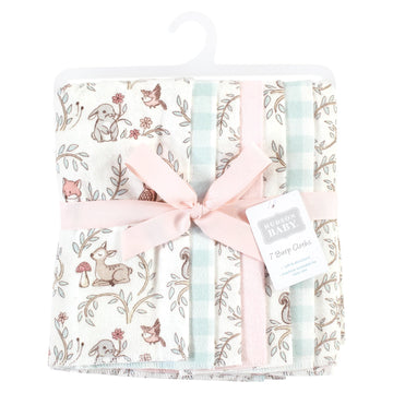 Hudson Baby Unisex Baby Cotton Flannel Burp Cloths, Girl Woodland Pals, One Size