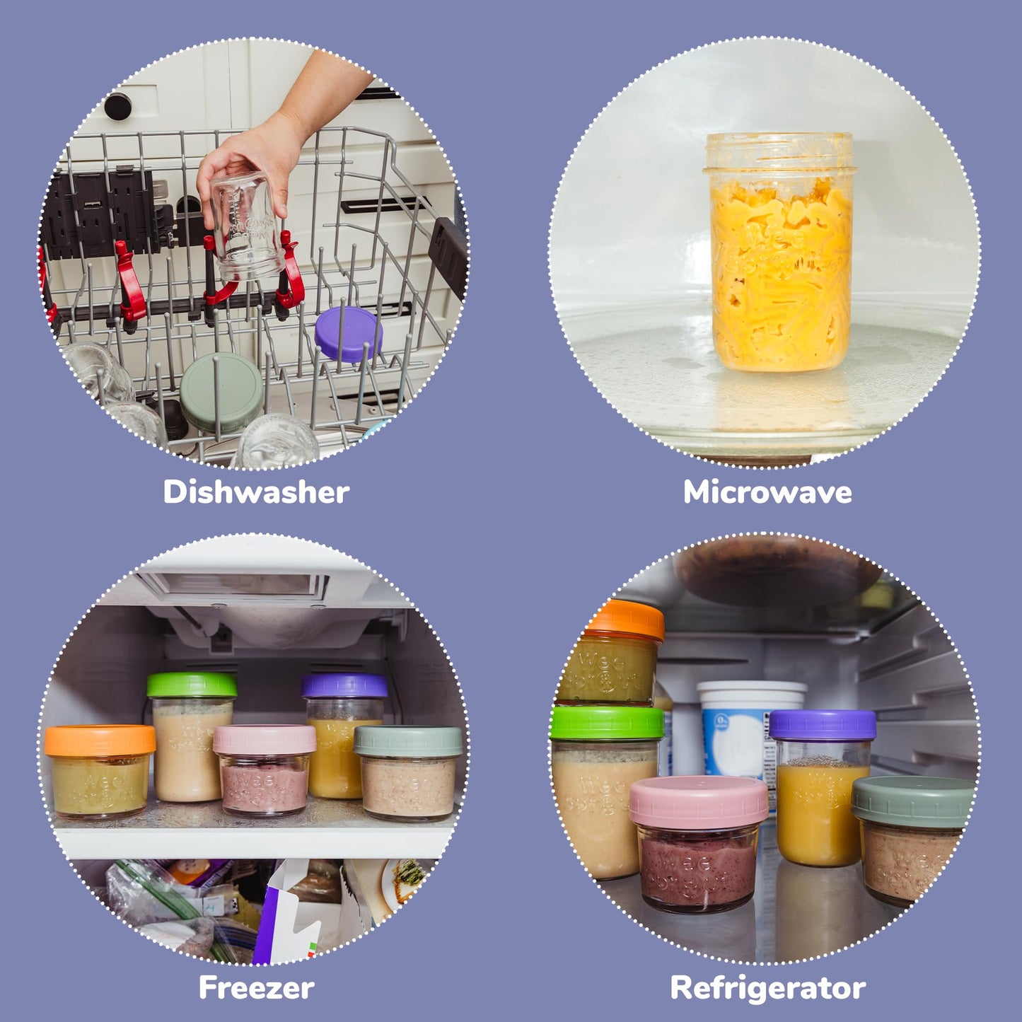 Weesprout Glass Baby Food Storage Jars - 12 Set, 4 Oz Baby Food Jars With Plastic Lids, Freezer Storage, Reusable Small Glass Ba