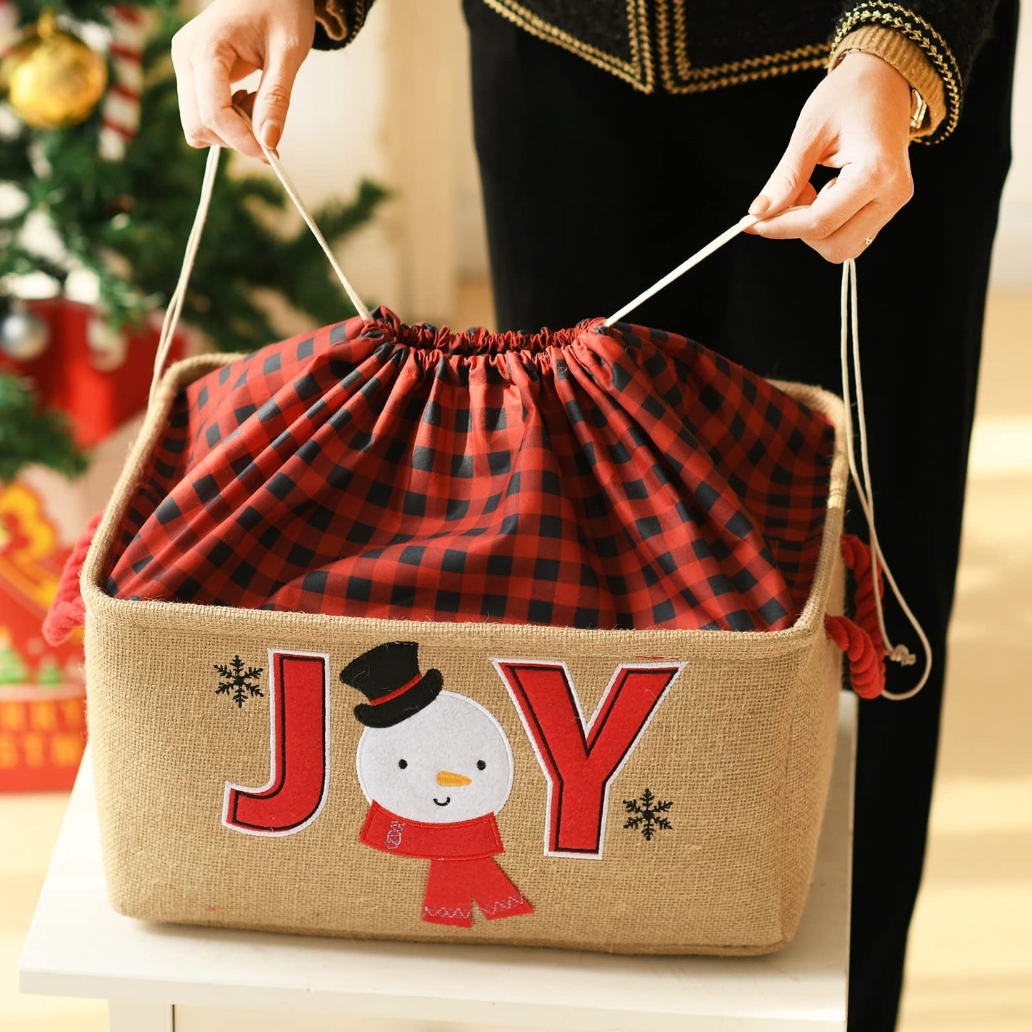 Inough Christmas Basket Large Christmas Baskets For Gift Empty With Handles, Christmas Gift Baskets Collapsible Gift Baskets Emp