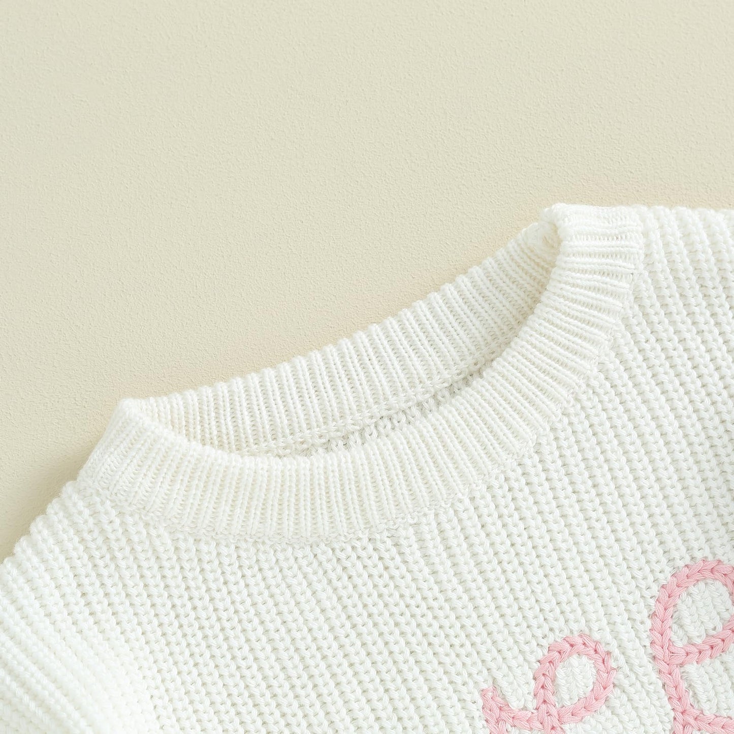 Baby Girl Cute Long Sleeve Crew Neck Love Embroidery Sweater Toddler Valentine Day Outfits (White Sweet, 12-18 Months)