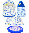 Toddylon Baby Bedding Set New Born Cotton Mattress With Net Carry Bed Gaddi & Reversible Bed (06 Months) Blue