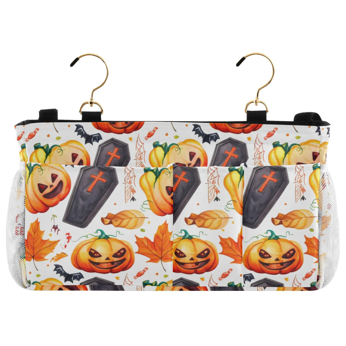 Burbuja Halloween Themed Elements Bedside Caddy Hanging Storage Organizer with 2 Straps and Hooks for Home College Dorm Bunk Bed