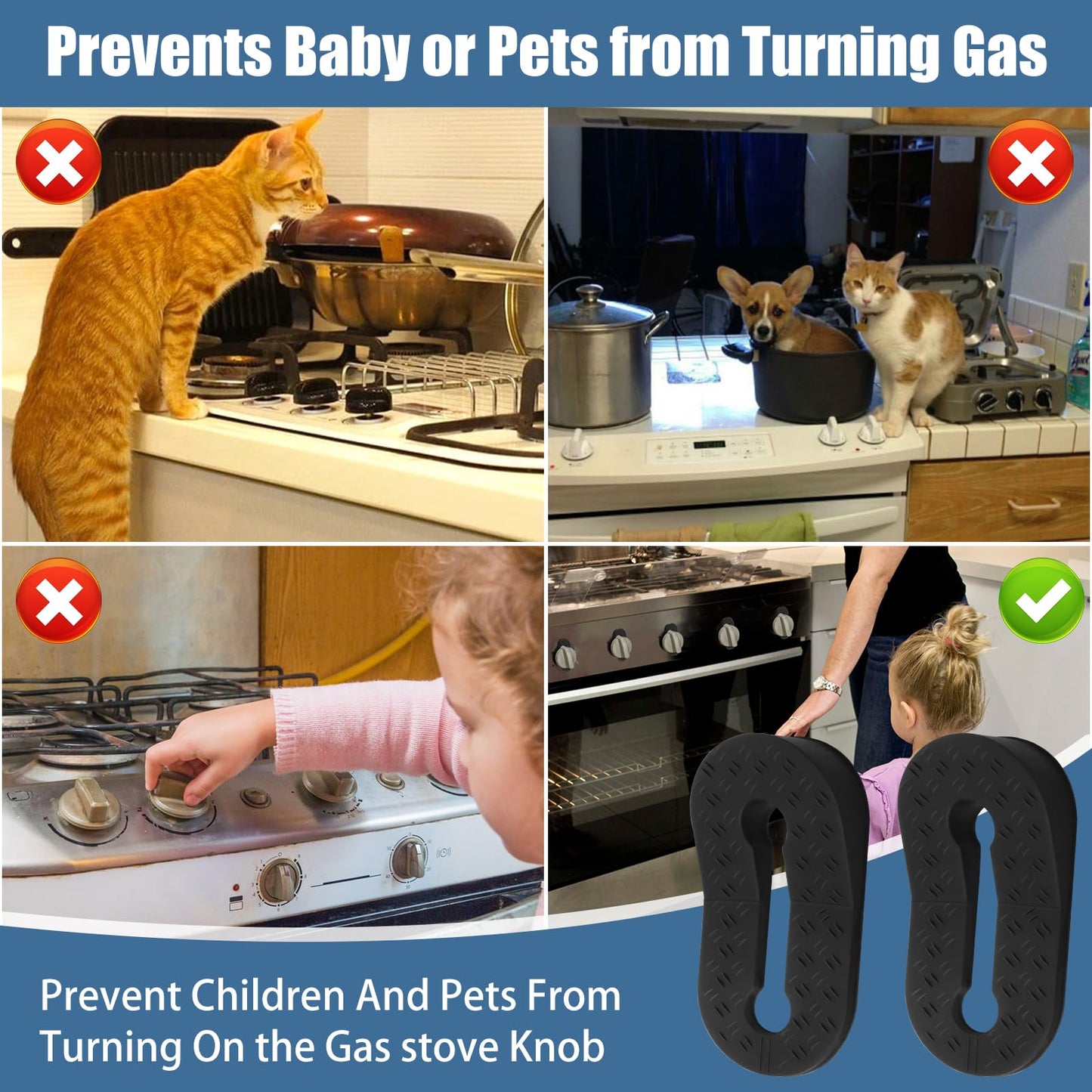 Silicone Stove Knob Safety Locks Gas Stove Knob Covers - Child Proof Oven Knob Locks (6 Pack)