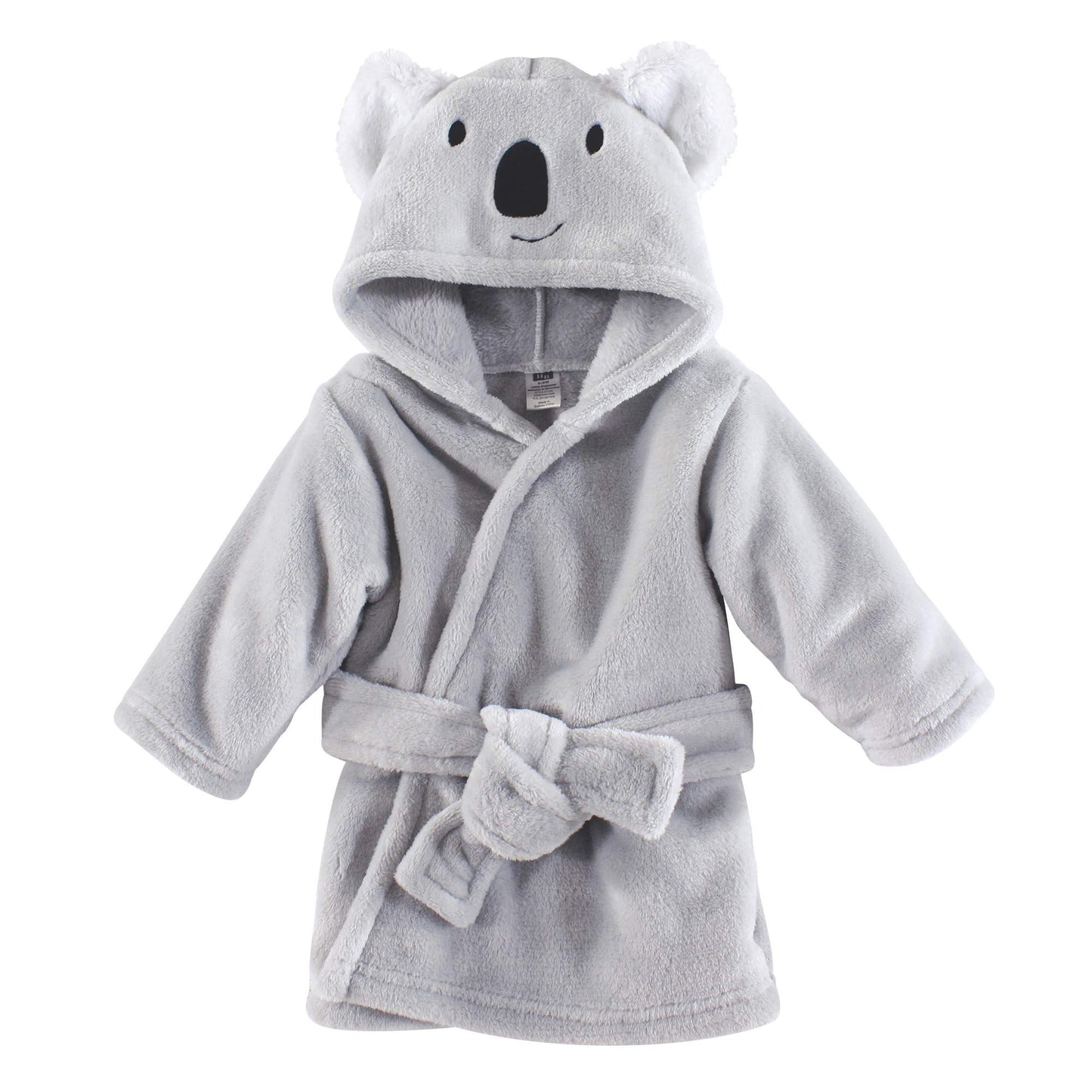 Hudson Baby Unisex Baby Plush Animal Face Bathrobe, Koala, 0-9 Months