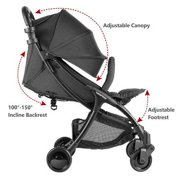 Beberoad Love R2 Small Travel Stroller - Compact, Foldable, Lightweight Baby Stroller For Airplane, Infant Toddler, Adjustable B