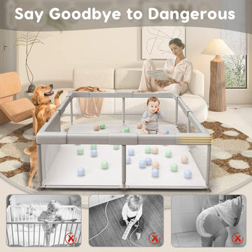 Baby Playpen Play Pens For Babies And Toddlers Baby Fence Baby Play Yards For Indoor & Outdoor With Breathable Mesh Anti-Fall Pl