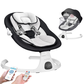 Electric Baby Swings For Infants To Toddler Baby Swing With 5-Speed 3-Seat Positions 5-Point Carabiner,With Bluetooth Music 10-P
