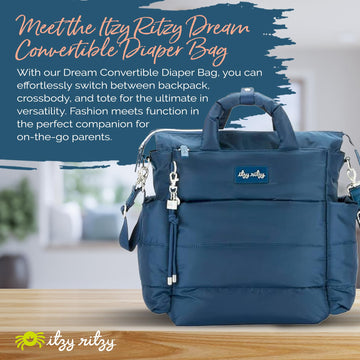 Itzy Ritzy Dream Convertible Diaper Bag Tote Backpack - Baby Diaper Bag With 14 Pockets, Changing Pad (Sapphire Starlight)