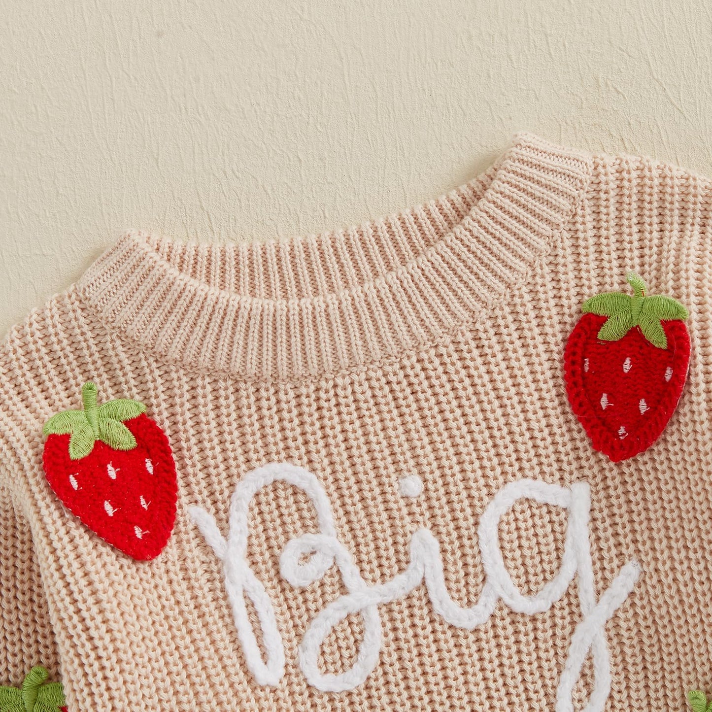 Amnnchya Toddler Infant Baby Girl Knit Sweater Big Sister Little Sister Matching Outfits Long Sleeve Pullover Sweatshirt (Beige