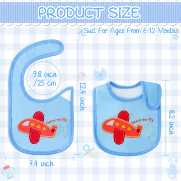2Ooya 7Pcs Cotton Waterproof Baby Bibs Adjustable Hook Loop Closure Infant Bib Unisex Blue Newborn Infant Food Bibs Keepsake Bab