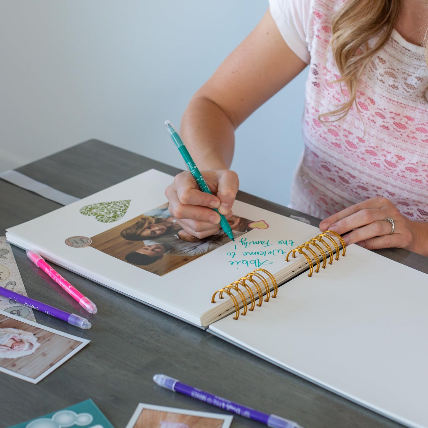 Never Ever Land Scrapbook Album - 12X10 Grey Scrap Book. Scrapbooking Supplies, Memory Book, Wedding Guest Book, Photo Album, Ba