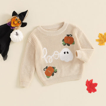Afunbaby Baby Girl Boy Knit Sweater Blouse Pullover Sweatshirt Warm Crewneck Long Sleeve Tops For Infant Toddler (Halloween Pump