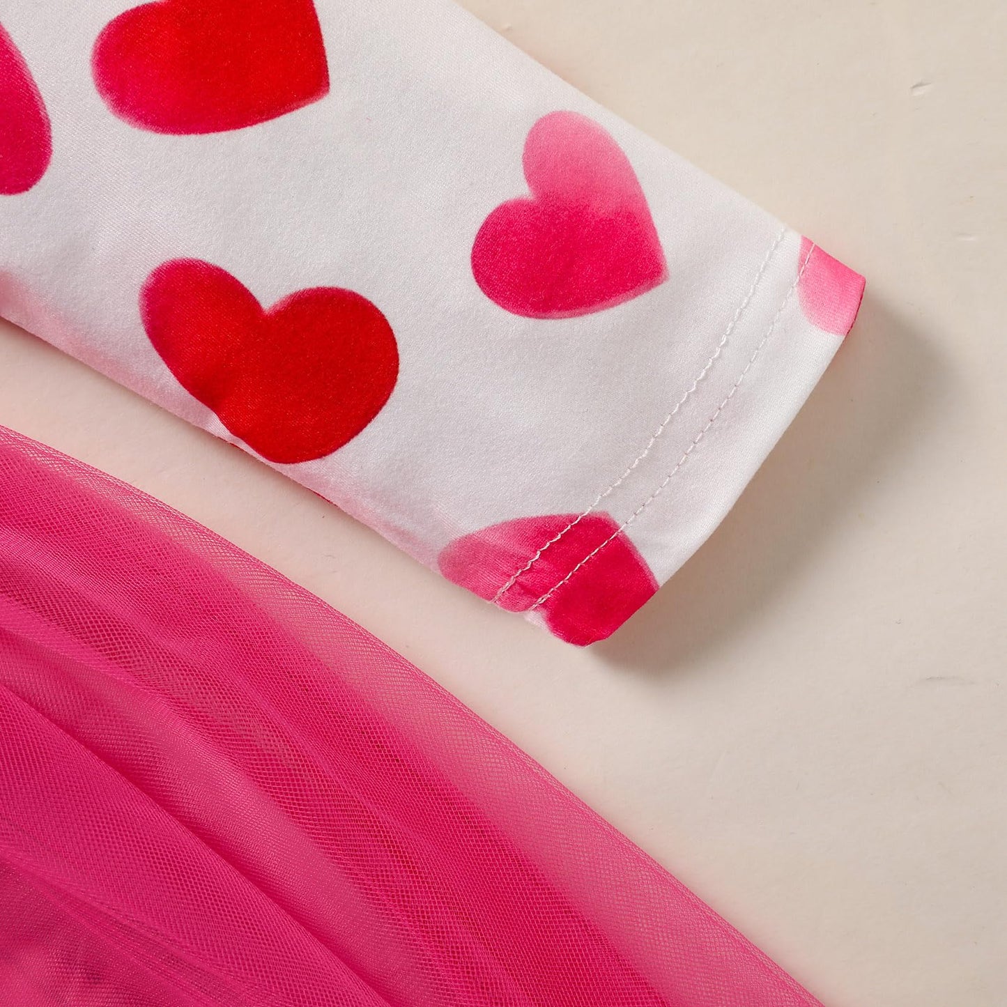 Sinhoon Baby Girls Valentine'S Day Outfits Long Sleeve Heart Print Tutu Skirts Ruffle Dress Toddler Girl Clothes(Rose Red,4-5T)