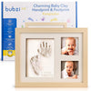 Natural Wood Baby Foot & Hand Print Frame Kit - Nursery Keepsake, New Mom &
