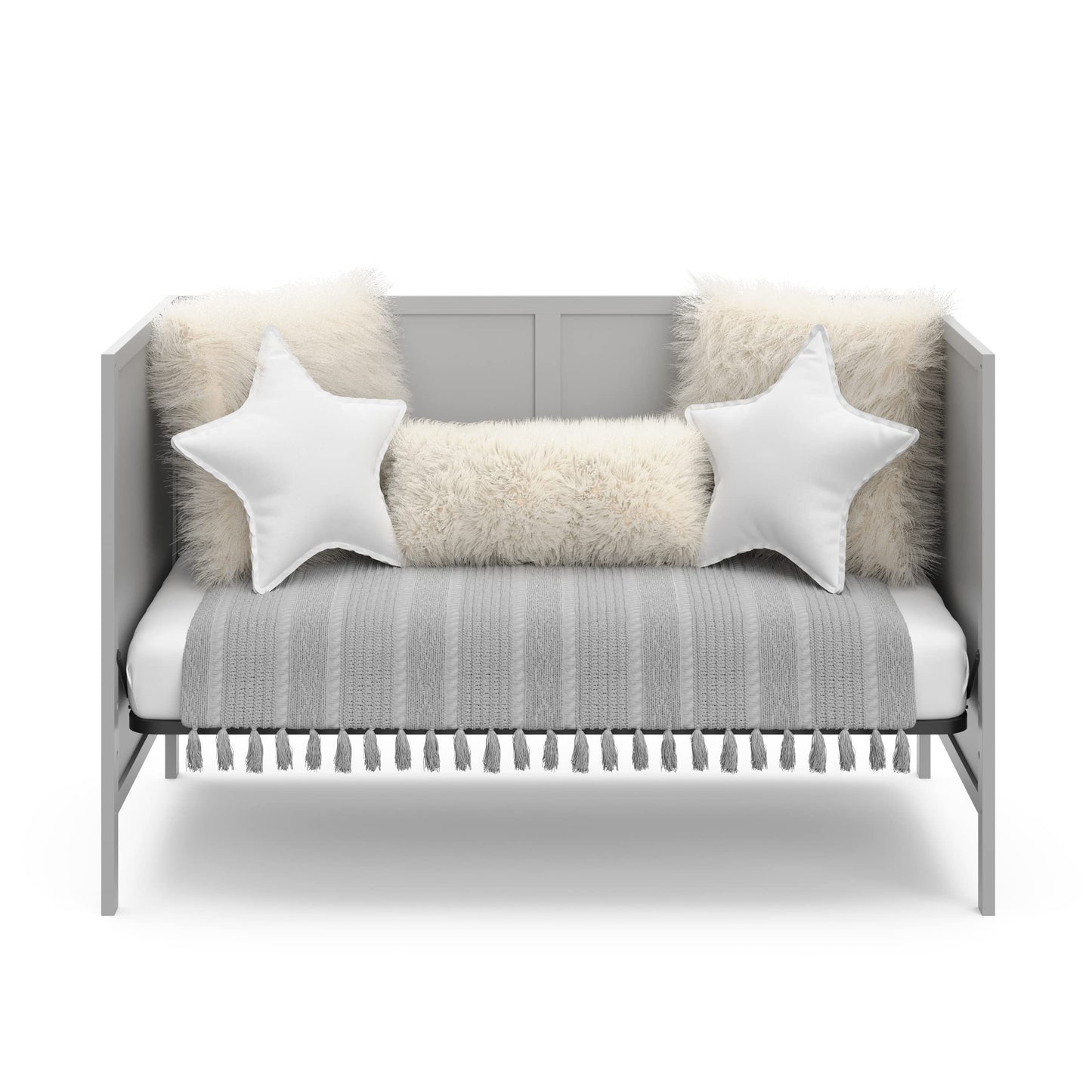 Graco Theo Crib And Mattress Nursery Essentials Pack (Pebble Gray) - Greenguard Gold Certified Baby Crib & Crib Mattress, Cribs