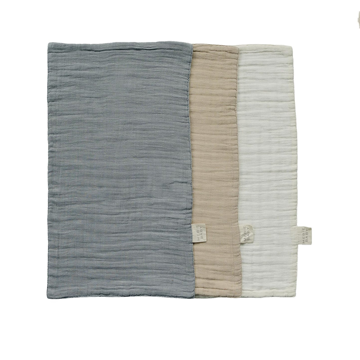 Mebie Baby Burp Cloths, Dusty Blue Print 3-Pack, Muslin Burp Cloth Set for Spit Up, Drool, and More, Boho Burp Cloths for Baby B