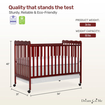 Dream On Me Carson Classic 3-In-1 Convertible Crib In Cherry Greenguard Gold & Jpma Certified Baby Crib, Comes With Locking Whee