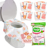 Potty Shields Toilet Seat Covers Disposable (12 Pk, Dinosaurs) - Xl Waterproof Toilet Cover For Toddlers, Kids & Adults - Portab