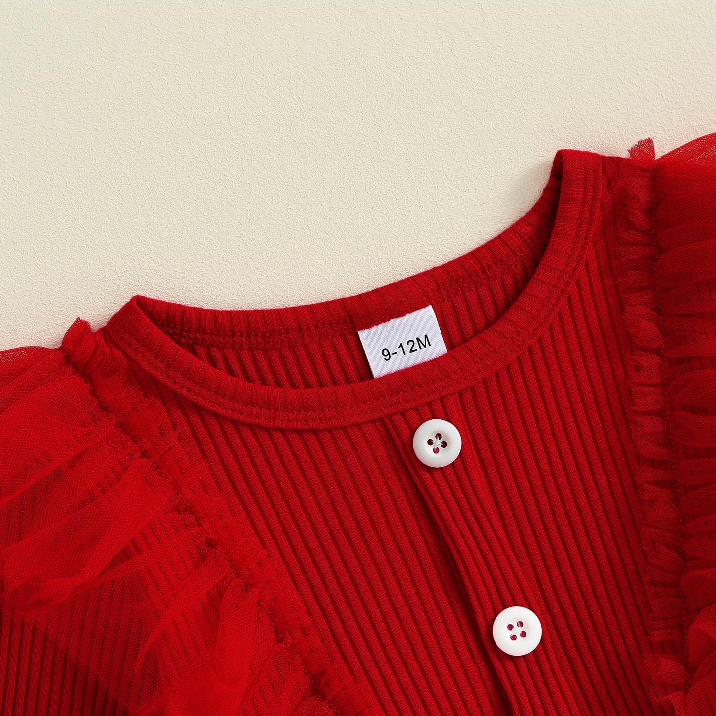 Toddler Baby Girl Valentines Day Outfit Knitted Ruffle Long Sleeve Dress Heart Tulle Tutu Skirt Dresses Spring Fall Clothes (Red