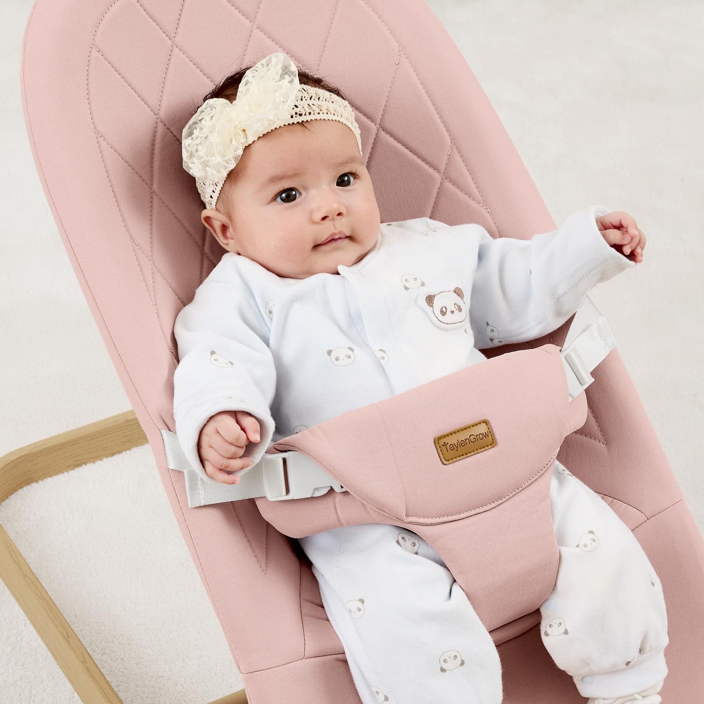 Foldable Baby Bouncer, Baby Bouncer Seat With 3 Adjustable Heights, Portable Newborn Rocker, Ergonomic Bouncer Seat For Natural