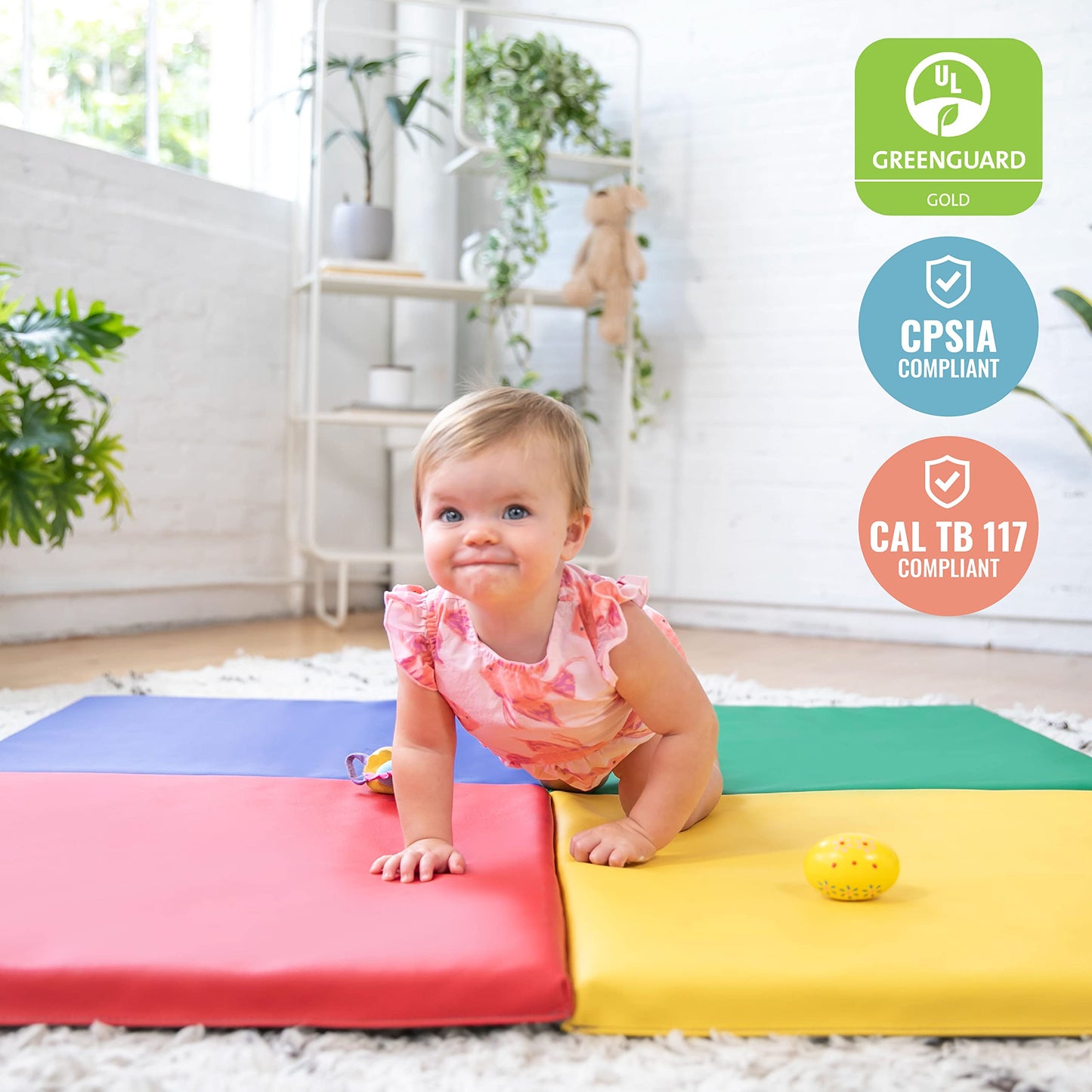 Ecr4Kids Softzone Quad Fold-N-Go Activity Mat, Folding Playmat, Assorted