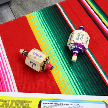 Needzo Wooden Pirinola Toma Todo Set, Spinning Top Game For Fiestas And Parties, 2 Pieces, 3.5 Inches