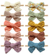 Cherssy Baby Muslin Hair Bows And Headbands, 10Pcs Soft Nylon Hairbands For Newborn, Infants, Toddlers