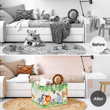 Clastyle Friendly Animals Party Nursery Storage Bins For Toys Books Rectangle Elephant Koala Monkey Safari Storage Basket Kids C
