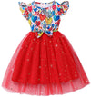 Girls Valentines Day Dress Heart Tulle Tutu Outfit Kids Summer Clothes Birthday Princess Dress Ruffle Sleeve Sparkly Sequin Tutu