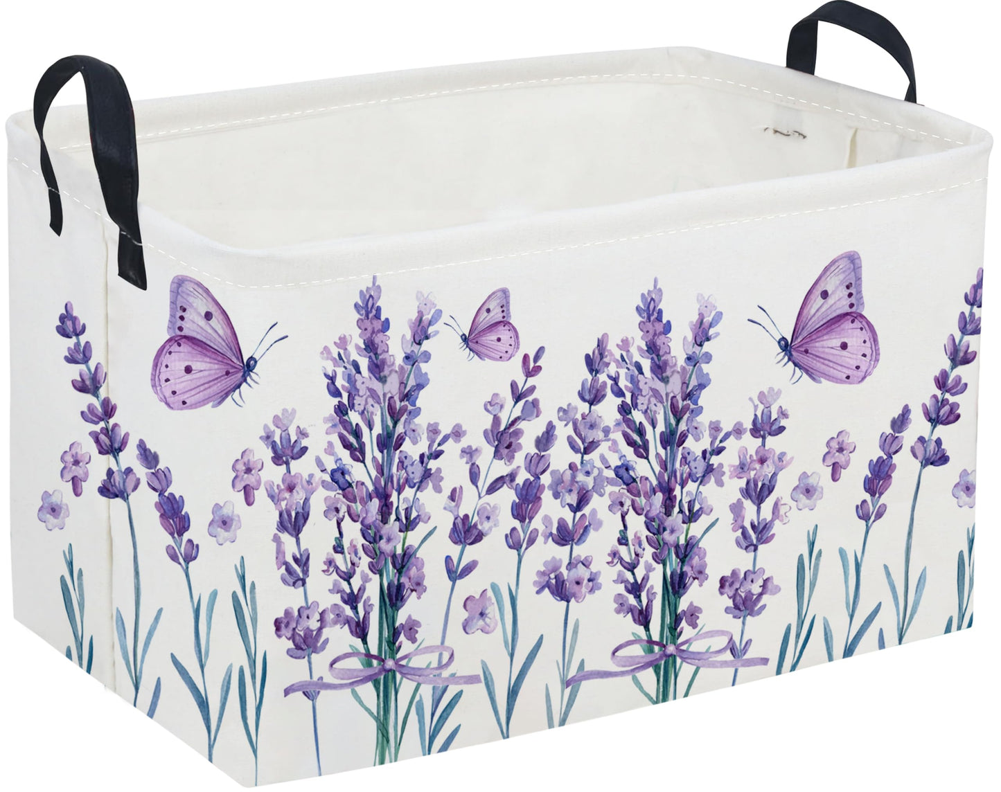 Sanjiaofeng Rectangular Kids Basket Flower Storage Bins,Girls Storage Basket with Handles.Clothers,Books,Kid s Gifts Bins. (lav