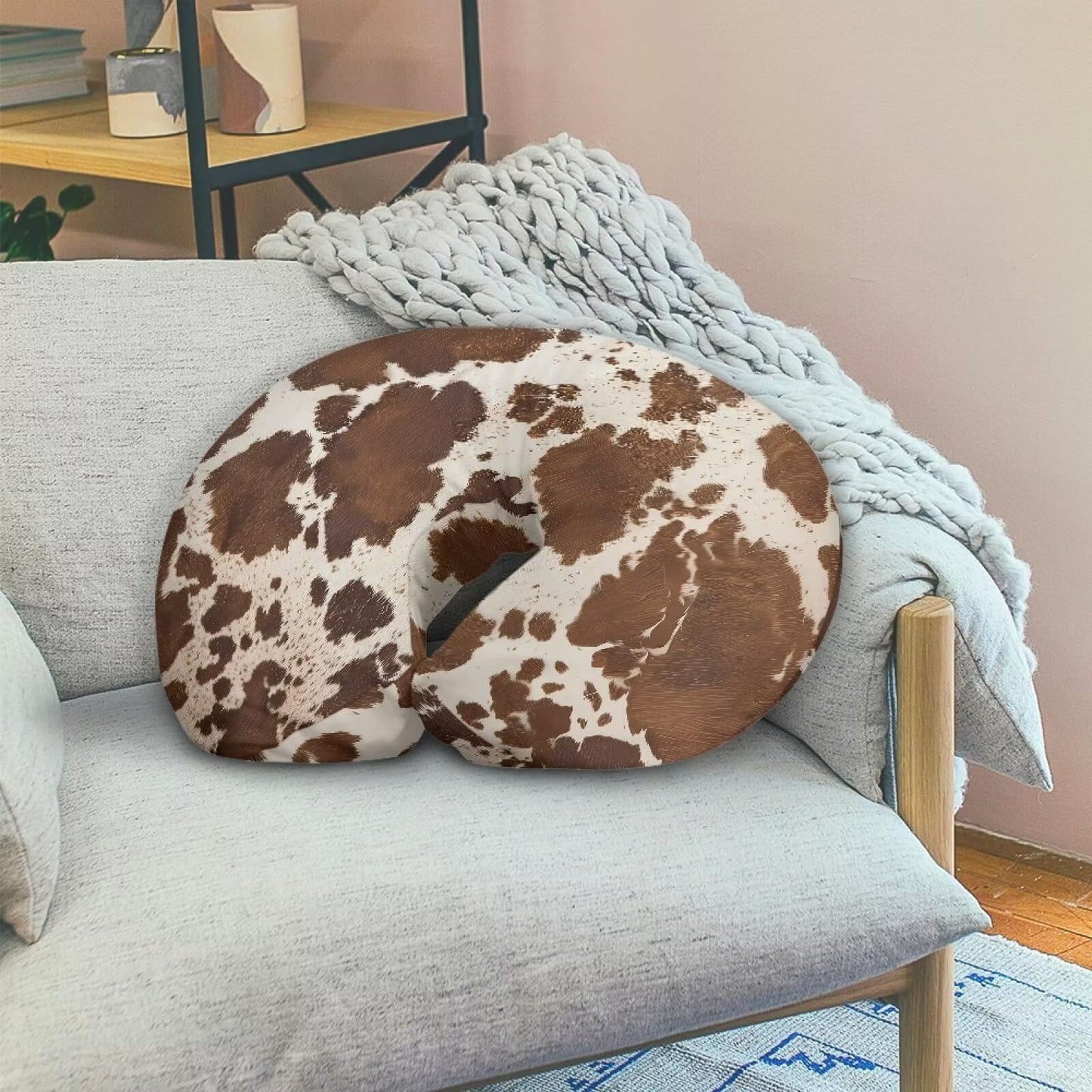 Tongluoye Brown Cow Hide Nursing Pillow Cover For Baby Girl Boy Stretchy Breastfeeding Pillow Slipcover With Hidden Zipper Nursi