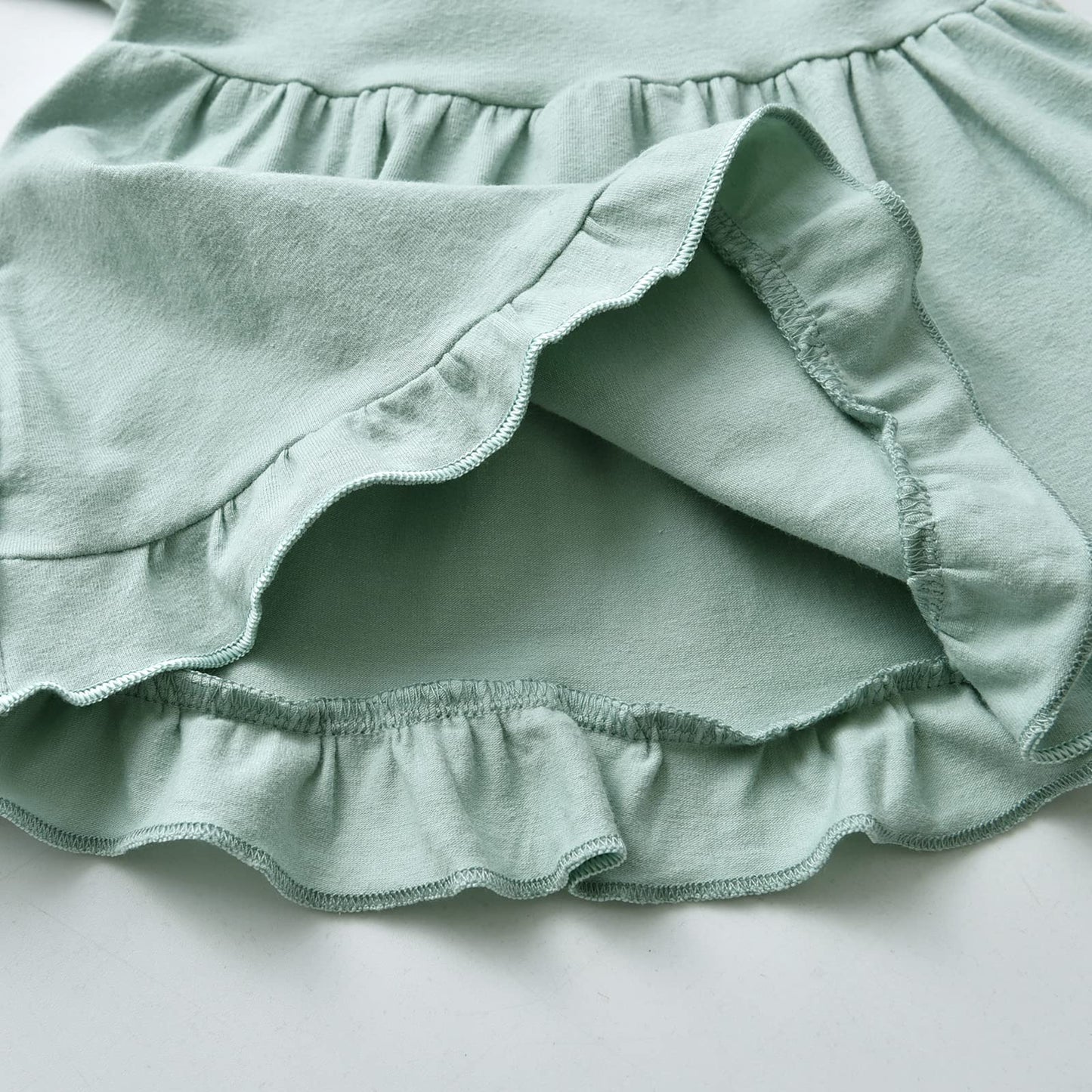 Kulcerry Toddler Baby Girl Clothes Solid Color Long Sleeve Ruffle Tops Floral Pants Headband Outfits Set (18-24 Months, Green