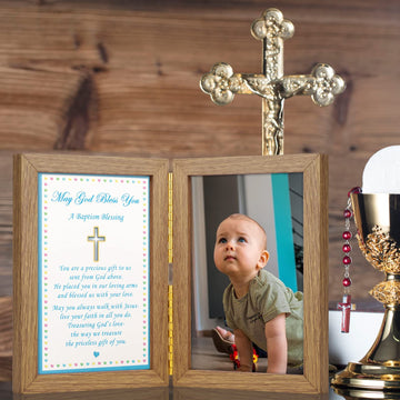 Yakucho Baptism Gifts For Boys - Baby Boy Baptism Gifts, Baby Picture Frame For Baby'S Baptism Or Christening, Blessing Card In