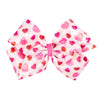 Wee Ones Girls' Valentines Day Hair Bow On Weestay No-Slip Clip, White Sequin With Red And Pink Heart Print, King