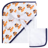 Hudson Baby Unisex Baby Cotton Hooded Towel And Washcloth, Nerdy Fox, One Size