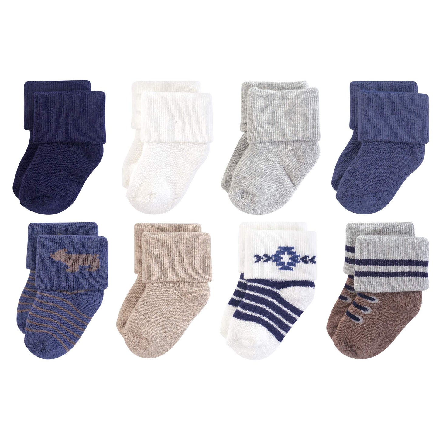 Hudson Baby Unisex Cotton Rich Newborn And Terry Socks, Bear, 0-6 Months Us