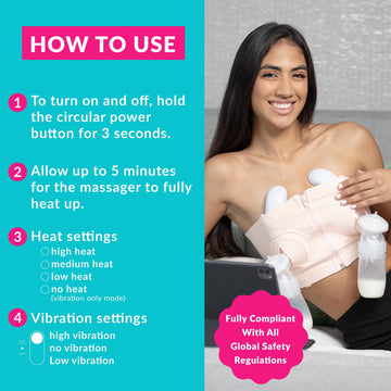 Smooch 3-In-1 Warming Lactation Massager - Breast Massager For Breast Feeding With Heat & Vibration - Pumping And Breastfeeding