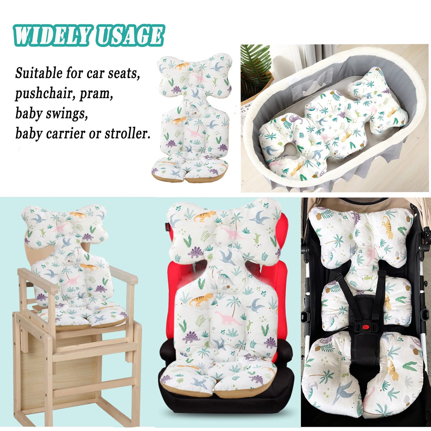 Stohua Baby Carseat Head Body Support Cushion, Infant Car Seat Insert, Universal Seat Cushion For Pushchair, Ultra-Soft Toddler