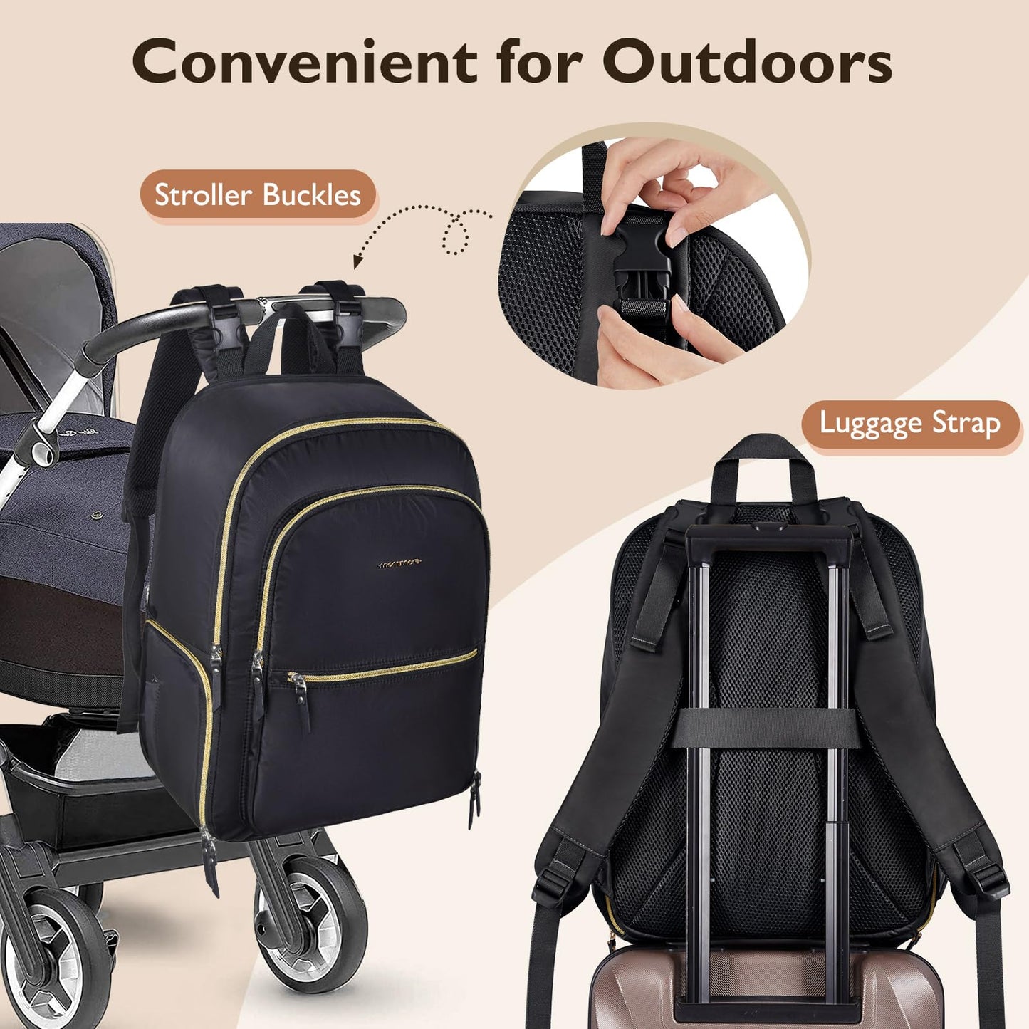 Mommore Breast Pump Bag With Cooler Pocket For Milk Storage, Fits Spectra S1, S2 / Medela, Stylish Diaper Bag Backpack With Padd