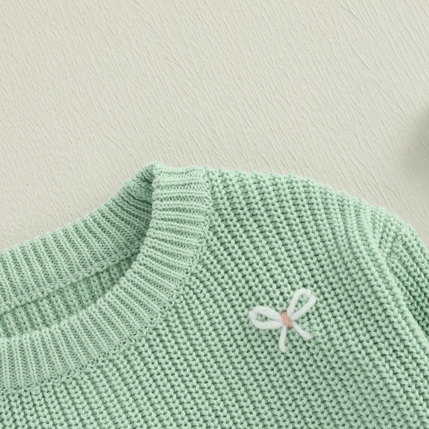 Amnnchya Toddler Infant Baby Girl Knit Sweater Big Sister Little Sister Matching Outfits Long Sleeve Pullover Sweatshirt (Green