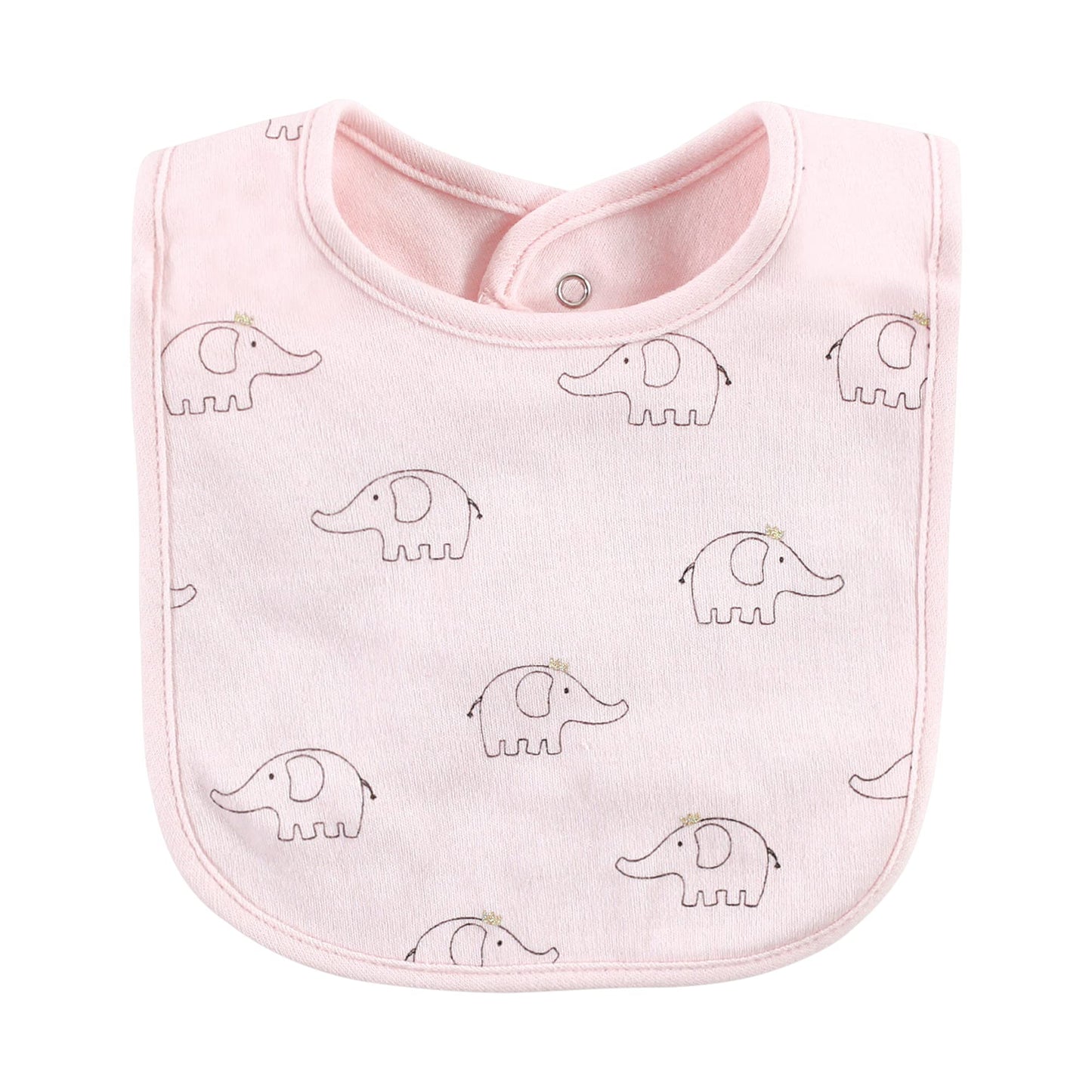 Hudson Baby Unisex Baby Cotton Bibs, Pink Gray Elephant, One Size