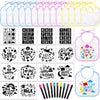 Jutom 38 Pcs Diy Baby Bibs Decorating Kit 14 Bibs 14 Stencils 10 Fabric Markers 2 Ply Feeder Bibs Design Bib For Shower Games (M
