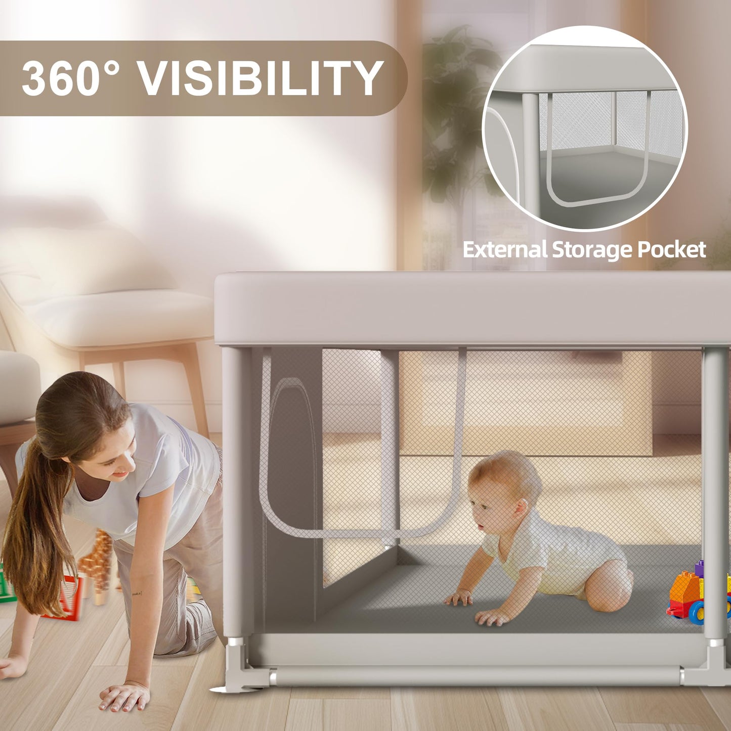 Hiaksedt Large Baby Playpen 65X50 Inch, Playpen For Babies And Toddlers, Sturdy Safety Play Yard For Indoor & Outdoor With Zippe