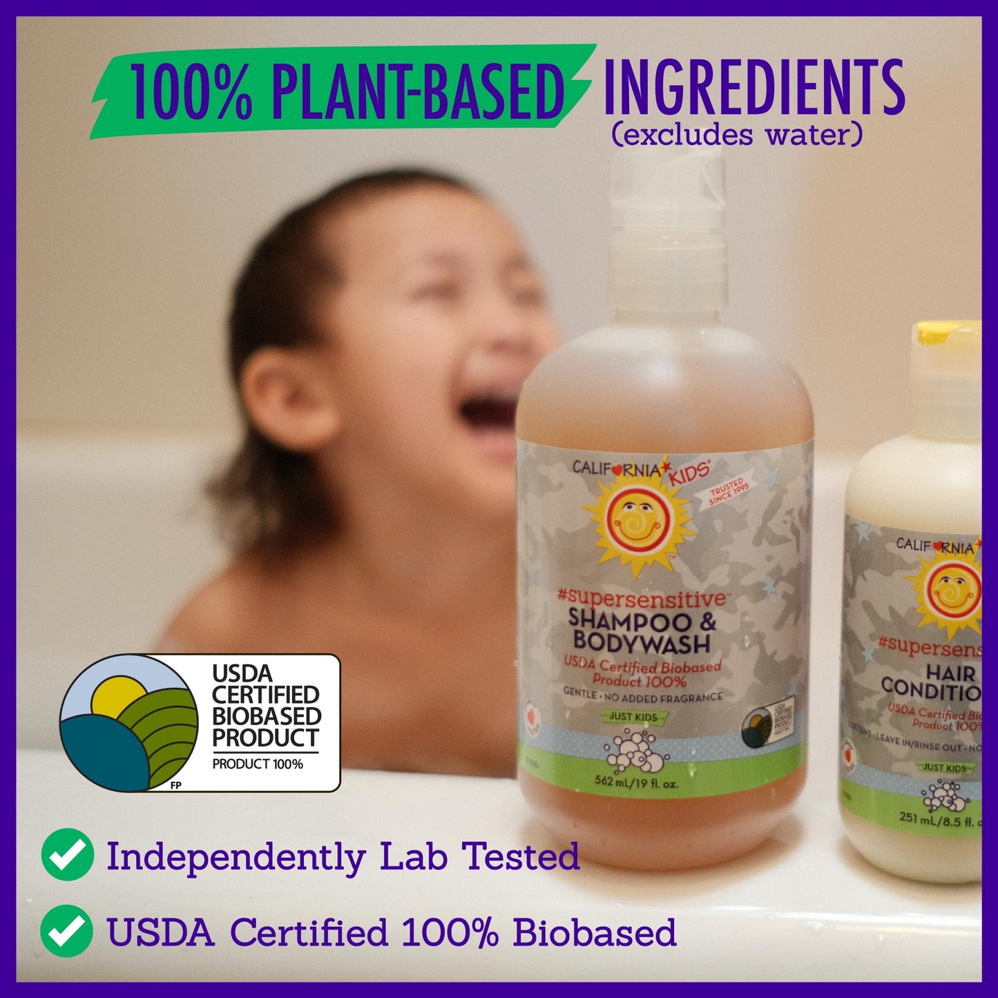 California Kids Super Sensitive Unscented Shampoo And Bodywash | 100% Plant-Based | Gentle Skincare | Fragrance Free | Hypoaller