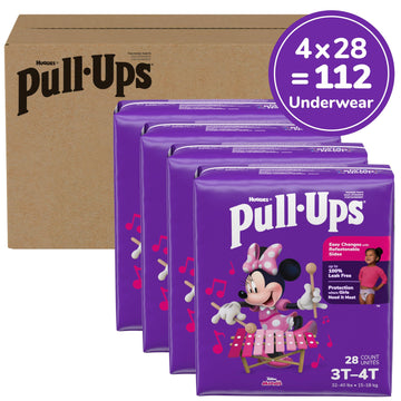 Pull-Ups Girls' Potty Training Pants, Size 3T-4T Training Underwear (32-40 Lbs), 112 Count (4 Packs Of 28)