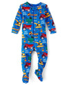 The Children'S Place,Baby Boys,And Toddler Long Sleeve 100% Cotton Zip-Front One Piece Footed Pajamas,Construction Trucks,18 Mon