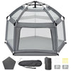 Baby Playpen with Self-Inflating Play Mat & Travel Bag, Portable Outdoor Playpen for Babies and Toddlers, Foldable Pop Up Play T