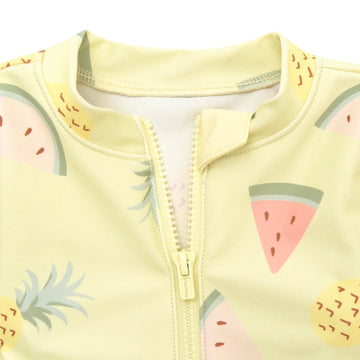 Gerber Girls' Toddler Long Sleeve One Piece Rashguard Swimsuit, Yellow Fruit