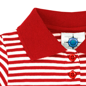 College Baby Striped Game Day Polo Dress With Bloomer - Wisconsin Badgers Standing Bucky Logo - Red/White - 0-3 Months