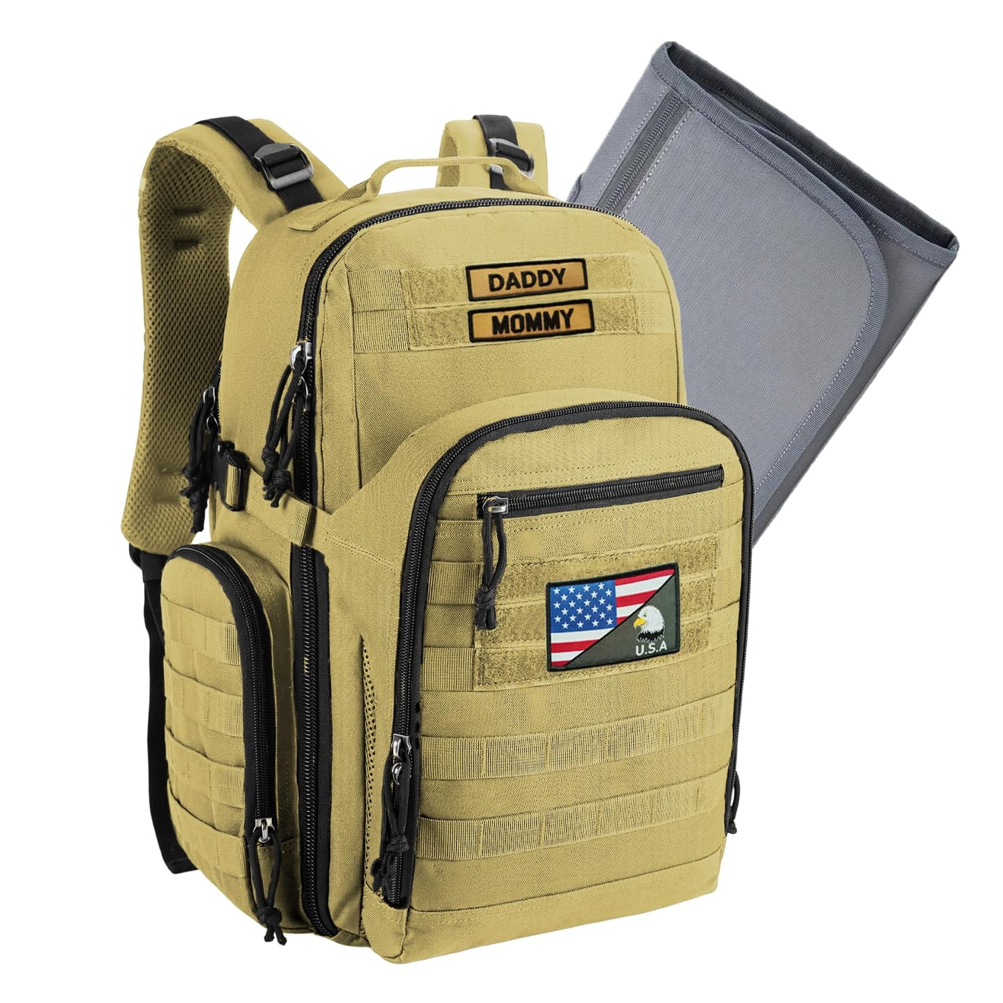 MIRACOL Military Diaper Bag for Dad - Tactical Style Baby Backpack with MOLLE & Changing Pad - 14 Compartments Rugged Design for
